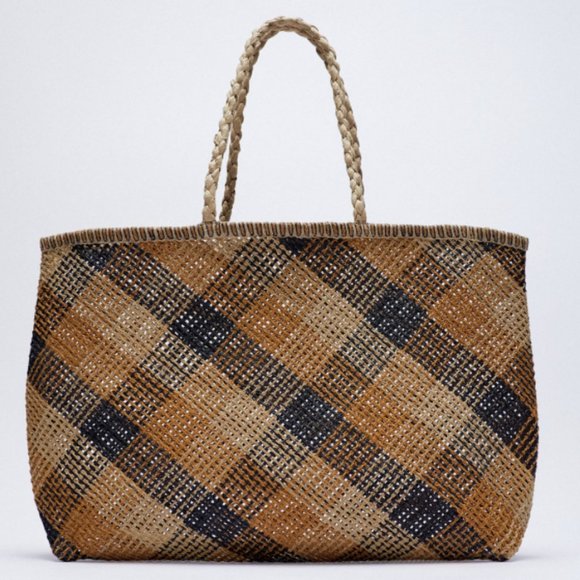ZARA PLAID WOVEN TOTE BAG - Picture 5 of 10